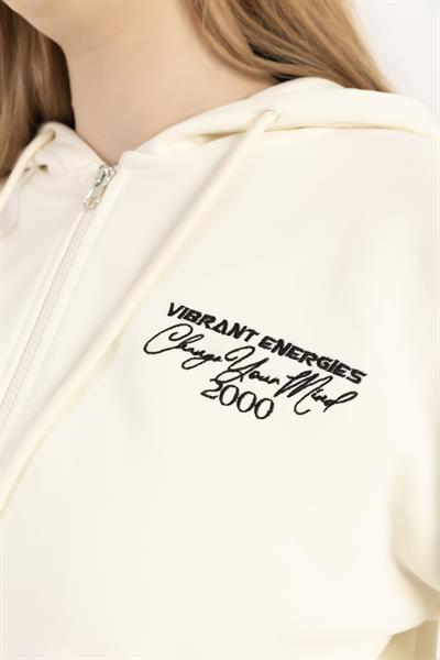 Kadın Fermuarlı 3 İplik Sweatshirt Ekru