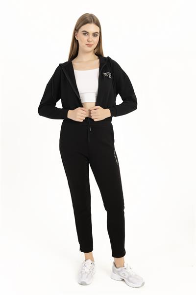 Kadın Fermuarlı 3 İplik Sweatshirt Siyah
