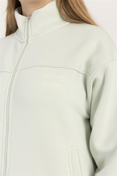 kadın Fermuarlı Dik Yaka Sweatshirt Mint