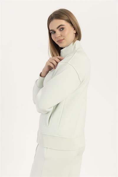 kadın Fermuarlı Dik Yaka Sweatshirt Mint