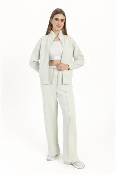 kadın Fermuarlı Dik Yaka Sweatshirt Mint