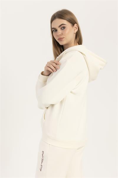 Kadın Fermuarlı Regular Fit Sweatshirt Ekru