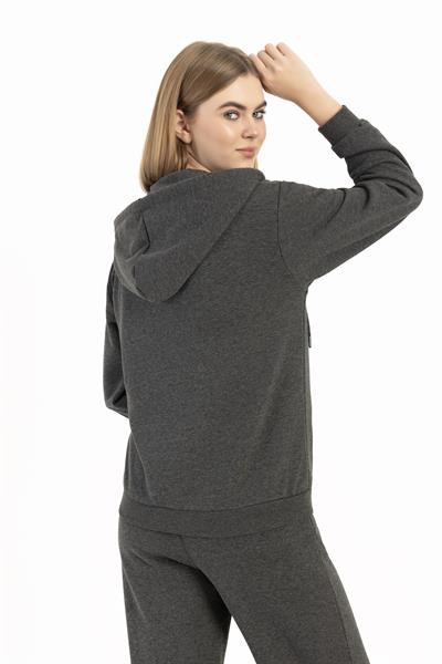 Kadın Fermuarlı Regular Fit Sweatshirt Antrasit Melanj