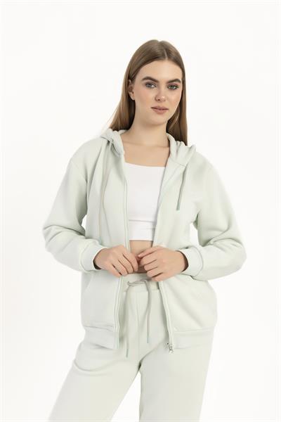 Kadın Fermuarlı Regular Fit Sweatshirt Mint