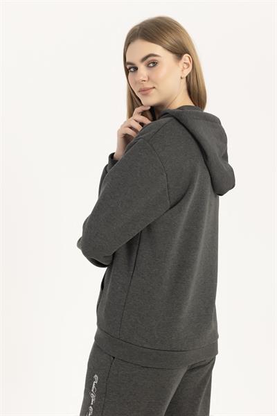 Kadın Fermuarlı Regular Fit Sweatshirt Antrasit Melanj