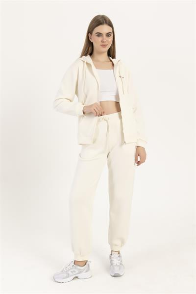 Kadın Fermuarlı Regular Fit Sweatshirt Ekru