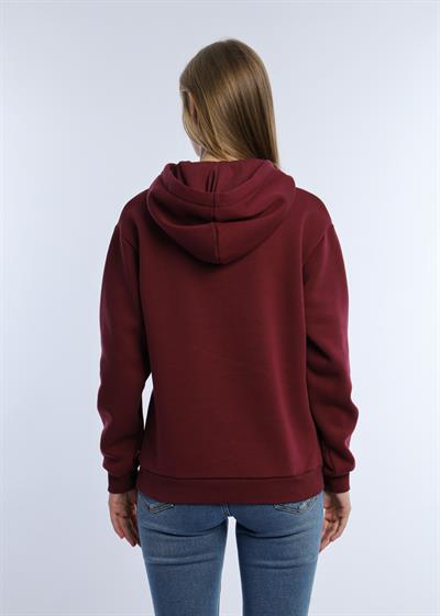 Kadin Kalp Nakışlı 3 İplik Sweatshirt Bordo