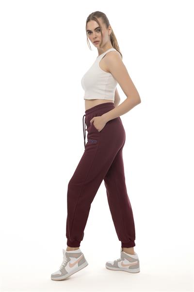 Kadın Kalp Nakışlı Eşofman Altı Bordo