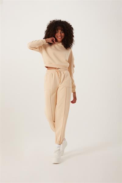 Kadın Kapüşonlu 3 İplik Sweatshirt Bej