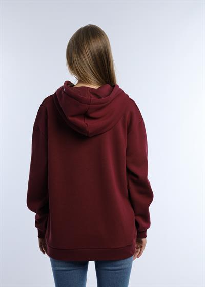 Kadın Kapüşonlu 3 İplik Sweatshirt Bordo