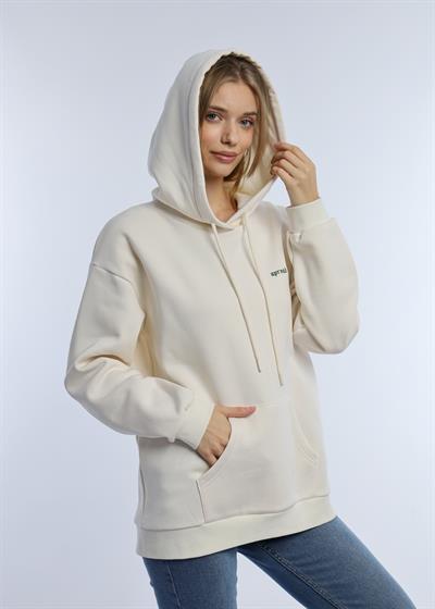 Kadın Kapüşonlu 3 İplik Sweatshirt Ekru