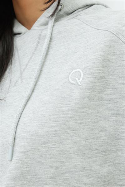 Kadın Kapüşonlu Crop  Gri Melanj