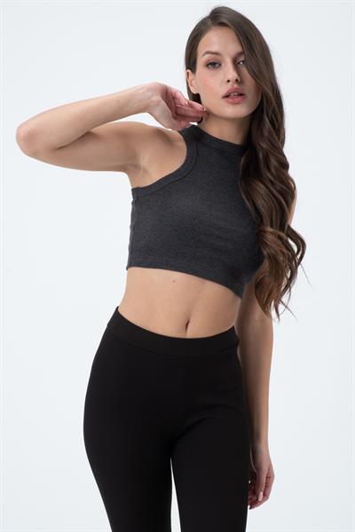 Kadın Kaşkorse Crop Atlet   Antrasit