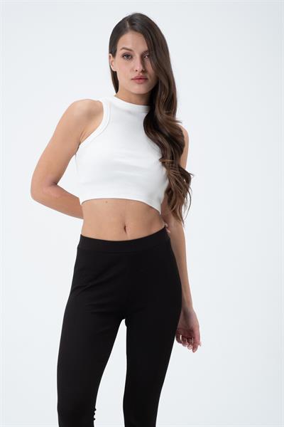 Kadın Kaşkorse Crop Atlet  Ekru