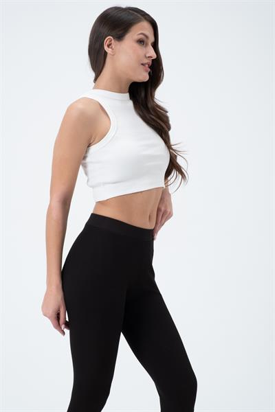 Kadın Kaşkorse Crop Atlet  Ekru