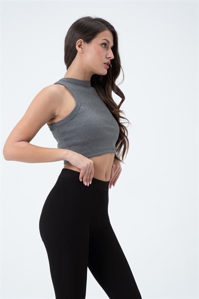 Kadın Kaşkorse Crop Atlet   Gri