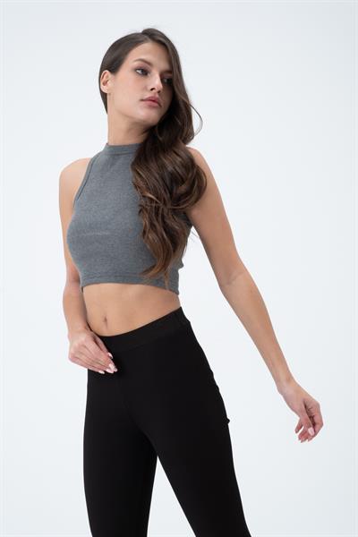 Kadın Kaşkorse Crop Atlet   Gri