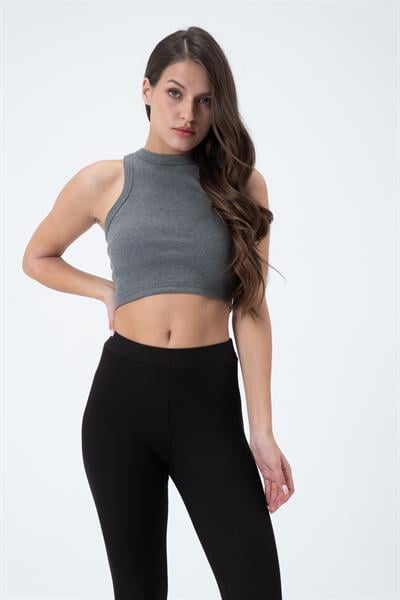 Kadın Kaşkorse Crop Atlet   Gri