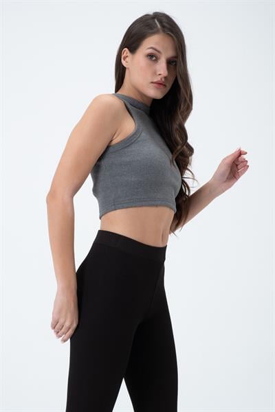 Kadın Kaşkorse Crop Atlet   Gri