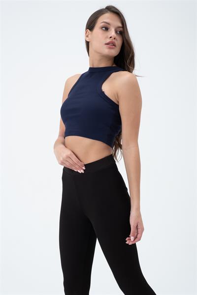 Kadın Kaşkorse Crop Atlet   İndigo
