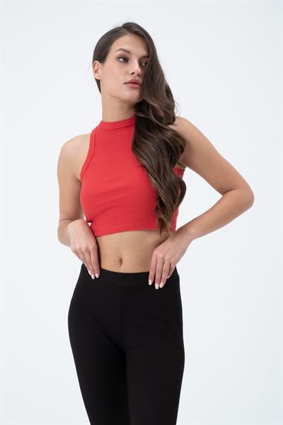 Kadın Kaşkorse Crop Atlet   Kırmızı