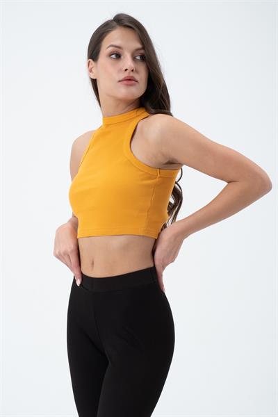 Kadın Kaşkorse Crop Atlet  Sarı