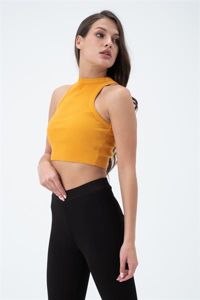 Kadın Kaşkorse Crop Atlet  Sarı