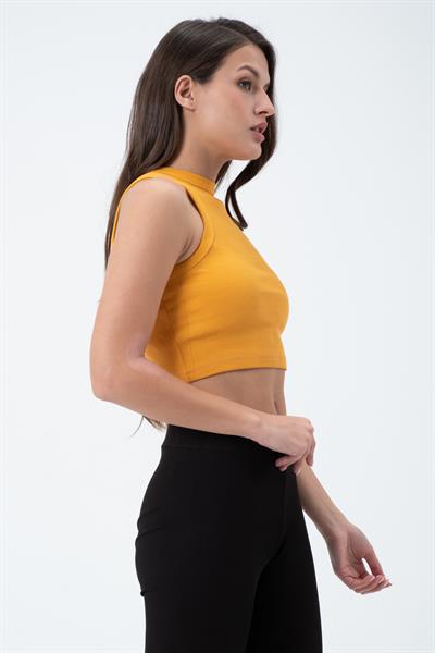 Kadın Kaşkorse Crop Atlet  Sarı