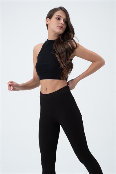 Kadın Kaşkorse Crop Atlet  Siyah