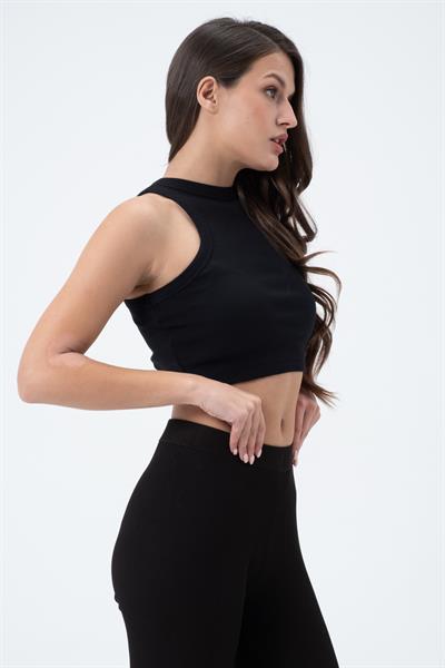 Kadın Kaşkorse Crop Atlet  Siyah