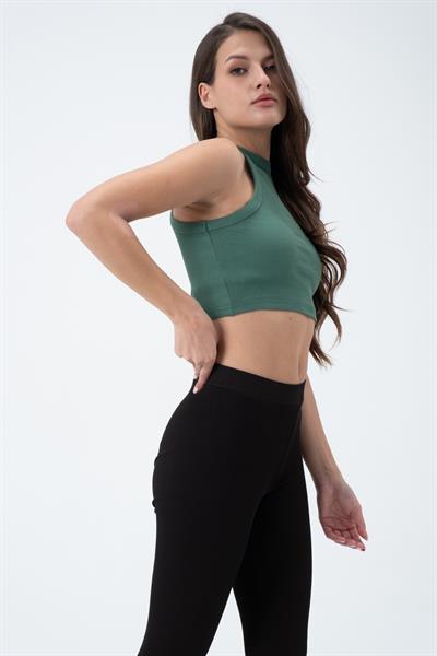 Kadın Kaşkorse Crop Atlet   Yeşil