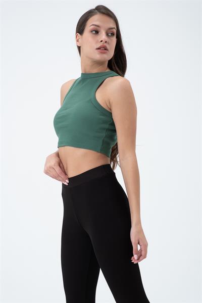 Kadın Kaşkorse Crop Atlet   Yeşil