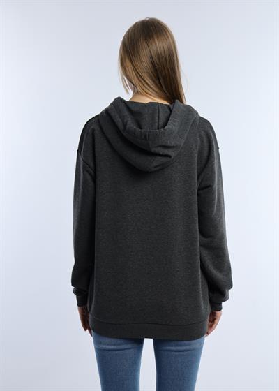 Kadın Kiraz Baskılı 3 İplik Şardonsuz Sweatshirt Antrasit Melanj