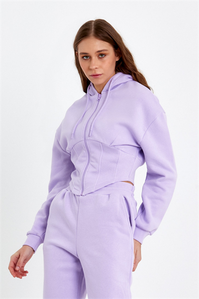 Kadın Korse Detaylı Sweatshirt  Lila