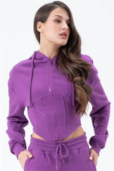 Kadın Korse Detaylı Sweatshirt Mor