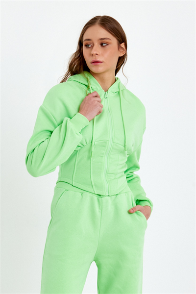 Kadın Korse Detaylı Sweatshirt Yeşil