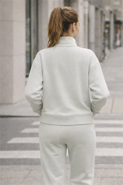 Kadın Mint Fermuarlı Sweat Ceket –  Regular Fit Günlük Spor Eşofman Üstü