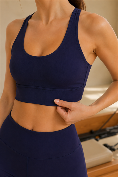 Kadın Mor Çapraz Askılı Pedli Sporcu Sütyen Yoga Pilates Büstiyer