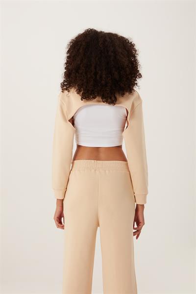 Kadın Oversize Crop  Ekru