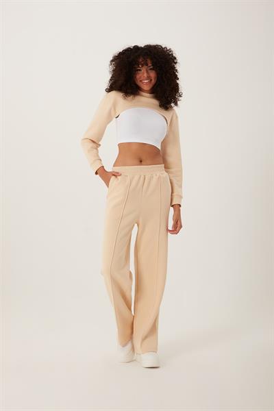 Kadın Oversize Crop  Ekru