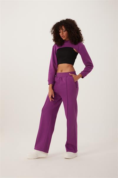 Kadın Oversize Crop  Mor