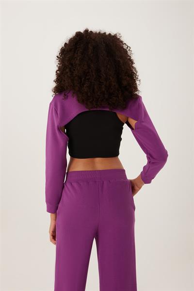Kadın Oversize Crop  Mor