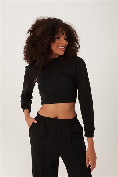 Kadın Oversize Crop  Siyah