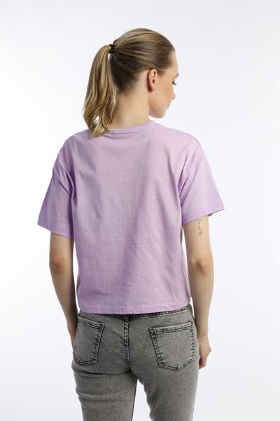 Kadin Oversize Fit Crop Tişört Lila