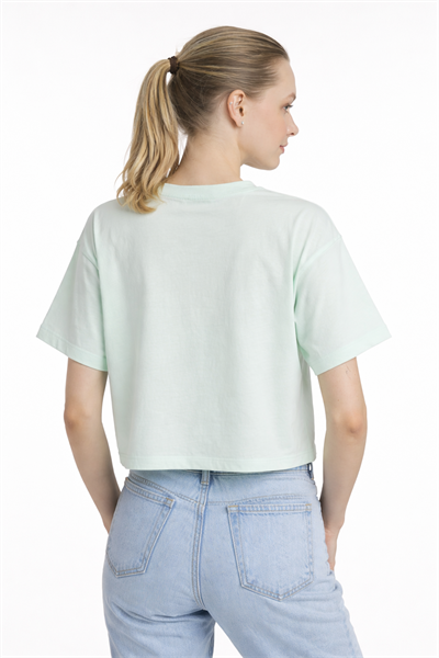 Kadin Oversize Fit Crop Tişört yeşil