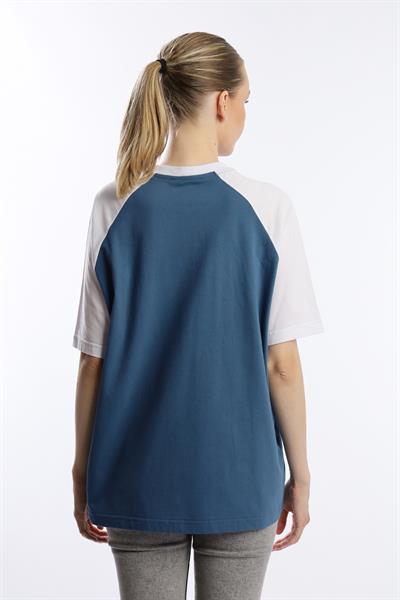 Kadın Oversize Fit Reglan Kol Basic Tişört İndigo