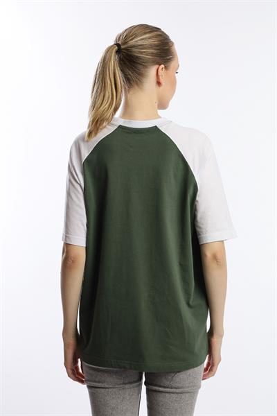 Kadın Oversize Fit Reglan Kol Basic Tişört Haki