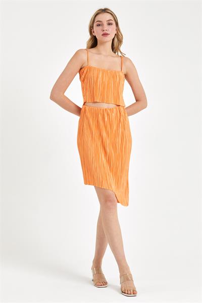 Kadın Piliseli Crop  Turuncu