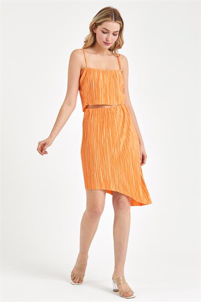 Kadın Piliseli Crop  Turuncu