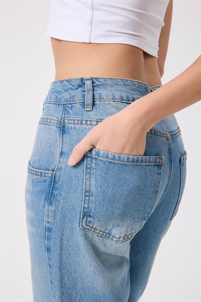 Kadın Regular Fit Mavi Jeans